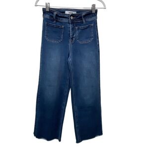 Mica Los Angeles Wide Leg Crop Jeans High‎ Waist Front Pockets Dark Wash Size 24